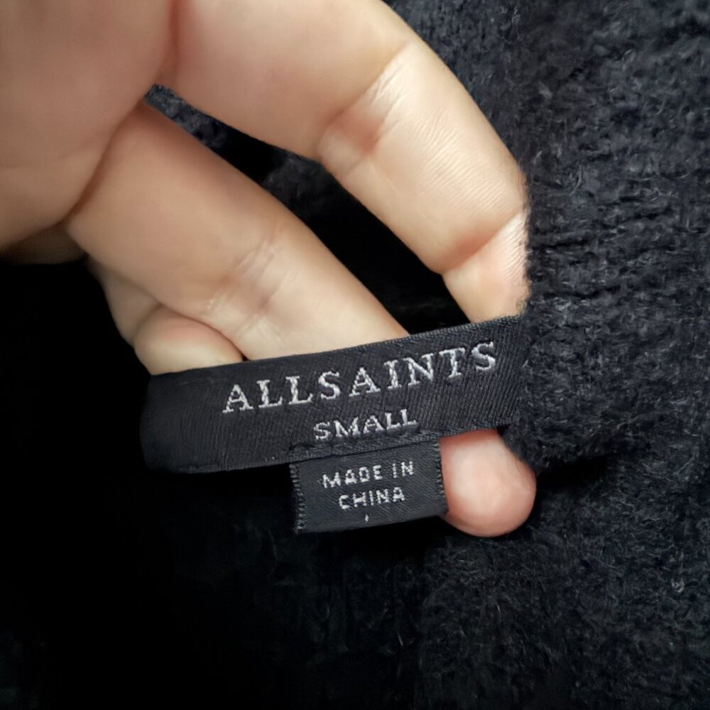 AllSaints Tierny Black Wool Cropped Roll Neck Sweater Size S - Picture 3 of 5